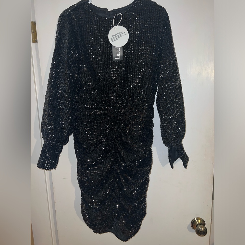 NWT boohoo black sequin dress